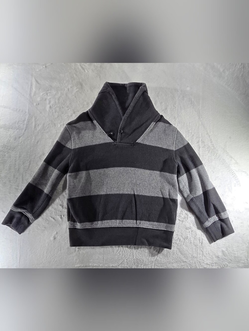 GapKids Boys 4T Gray/Black Striped Cotton Knit Pullover Sweater High Neck -0131